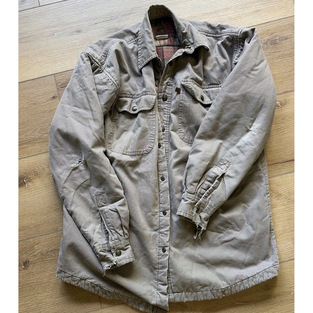 Berne Shirt Jacket Men Large   Canvas distressed Grunge Workwear Outdoor